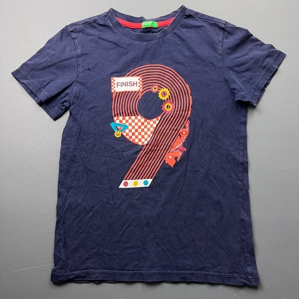 United Colors of Benetton Boys XL Blue Graphic Racing Car Number 9 T-Shirt Style